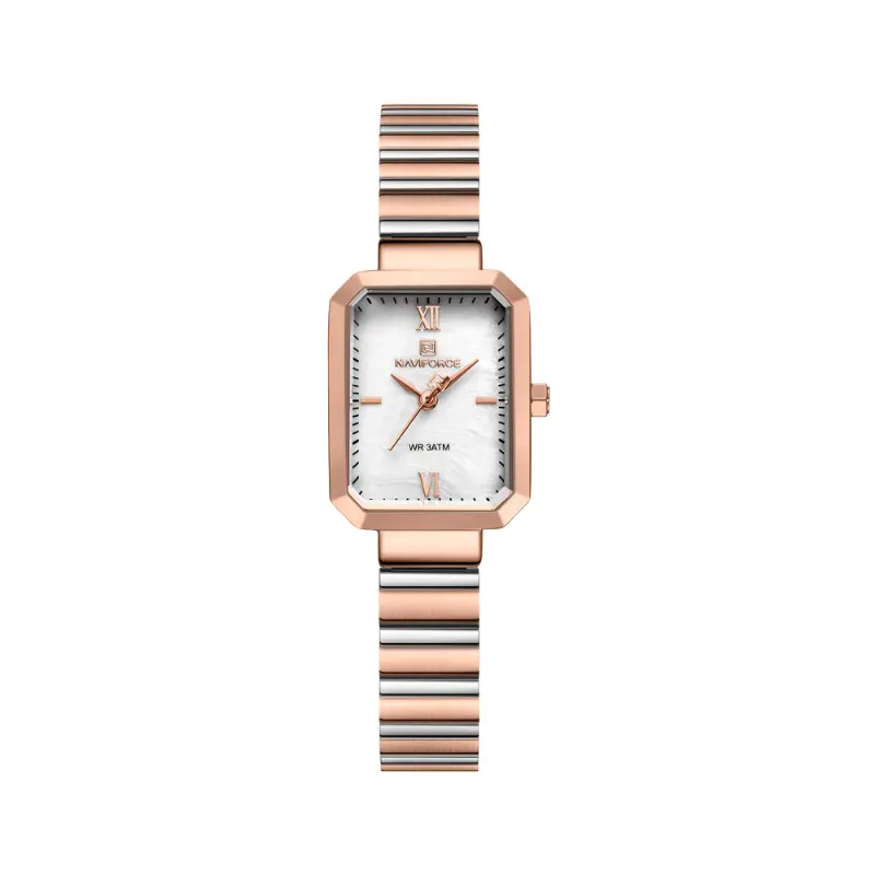 Naviforce NF5050 Women's Elegant Square Quartz Watch with Stainless Steel Strap