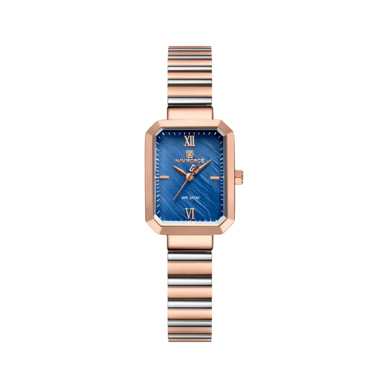 Naviforce NF5050 Women's Elegant Square Quartz Watch with Stainless Steel Strap