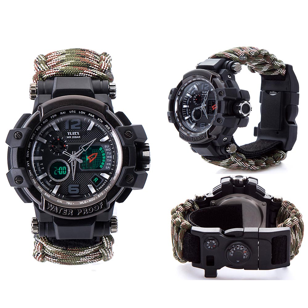 Outdoor Survival Watch Waterproof Multifunctional Survival Tactical Paracord Watch