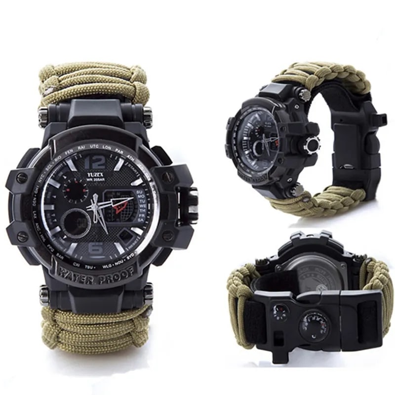 Outdoor Survival Watch Waterproof Multifunctional Survival Tactical Paracord Watch