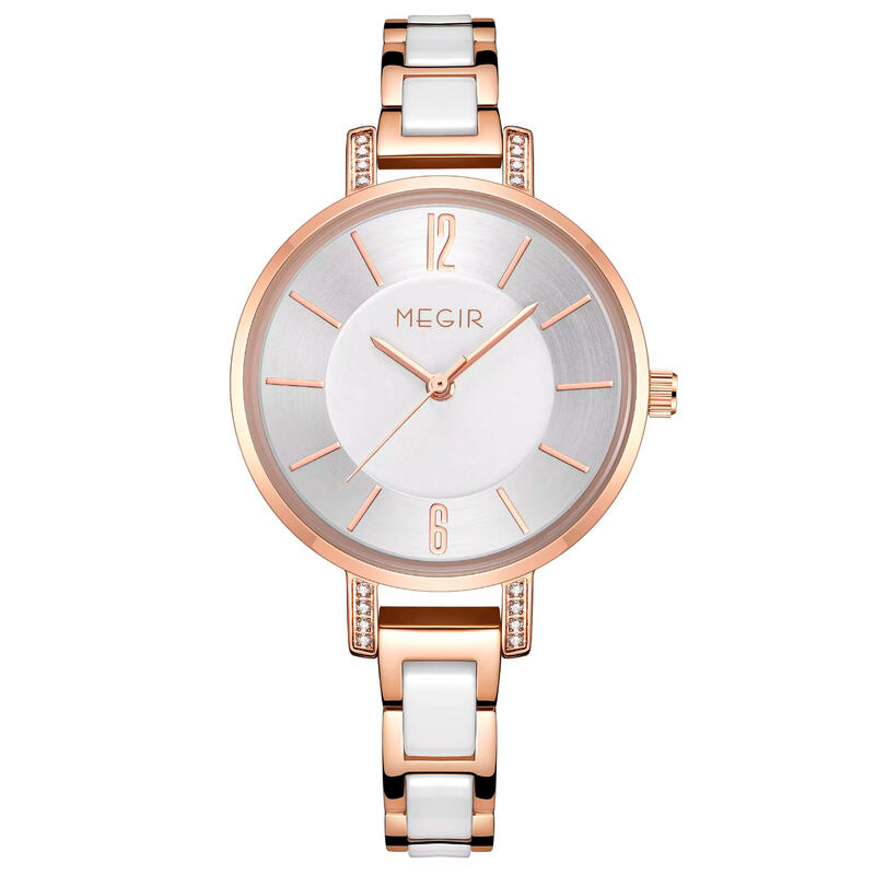 MEGIR 7016 women's wristwatch with rose gold case