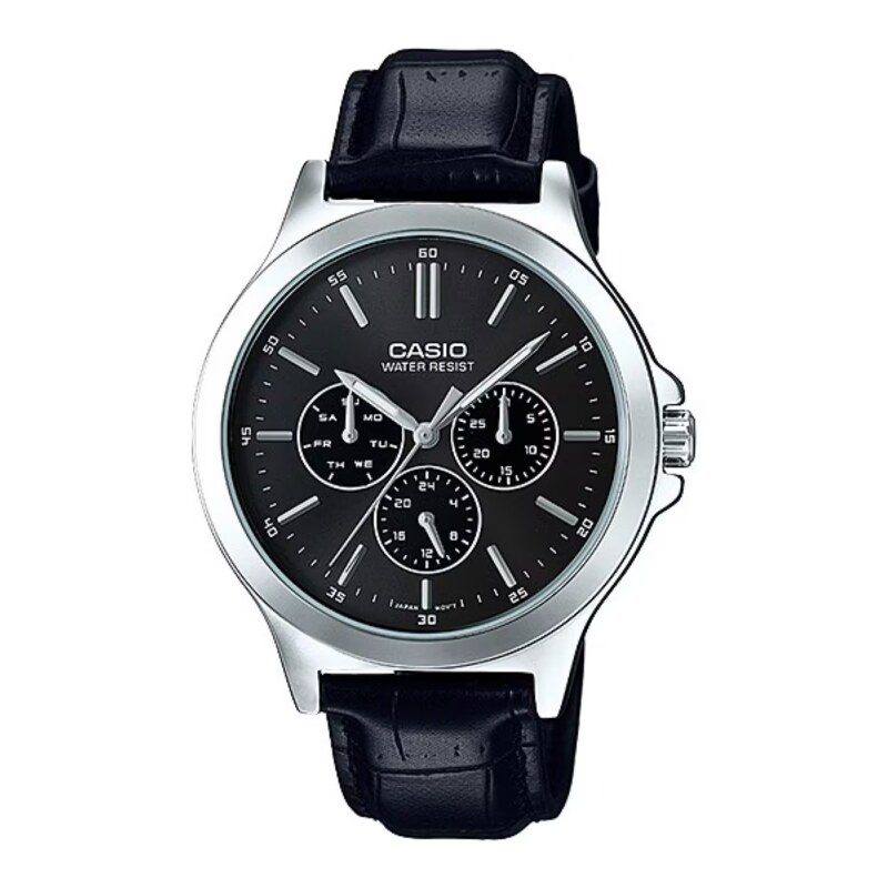 Casio MTP-V300L-1A Men's Multi-Function Watch with Black Dial
