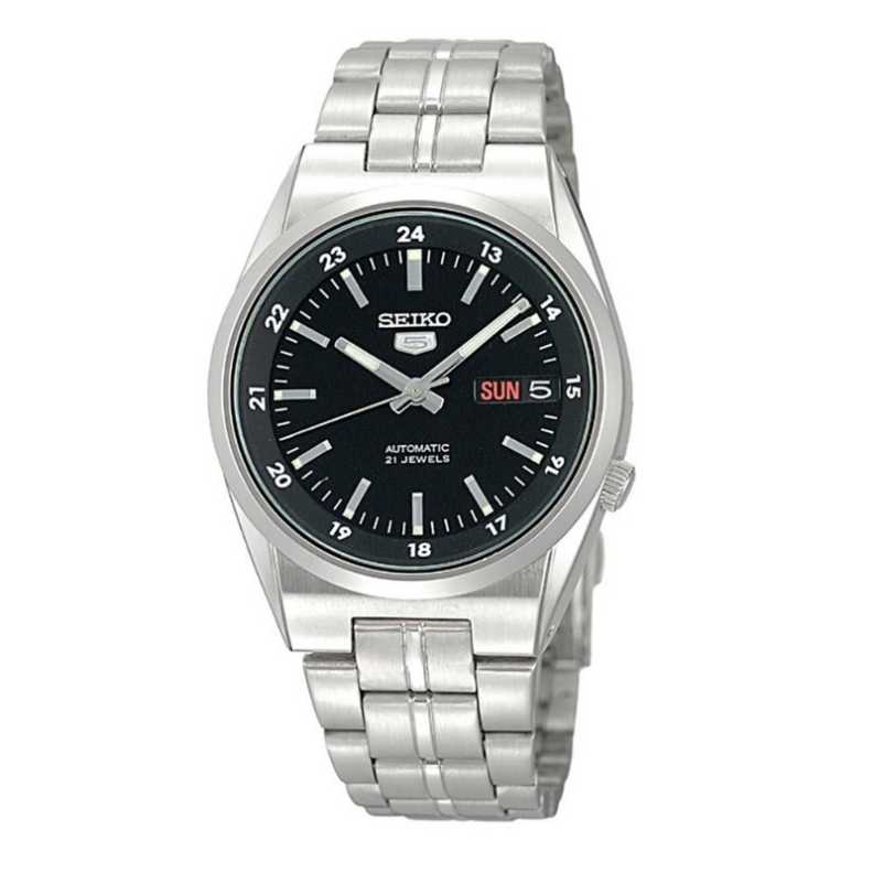 Seiko SNK567J1 Automatic Men's Watch with Black Dial and Stainless Steel Bracelet