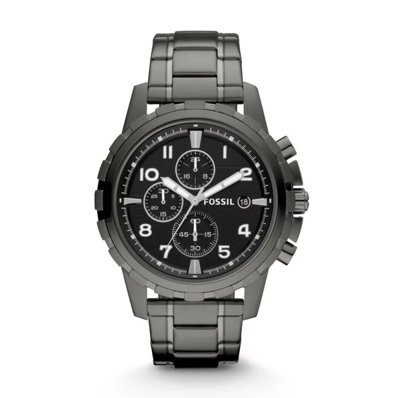 Fossil Men's Dean Chronograph Smoke Stainless Steel Watch FS4721