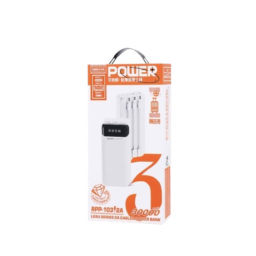 Remax Power Bank Lesu Series 2usb 2A With Cable 30,000 mAh