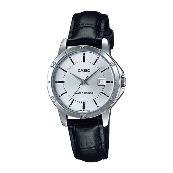 Casio Women's LTP-V004L-7A Genuine Leather Band Analog Watch