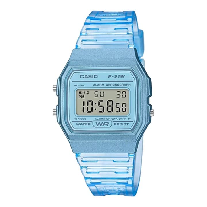 Casio, Unisex Youth Digital Watch, F-91Ws-2Df, Light Blue