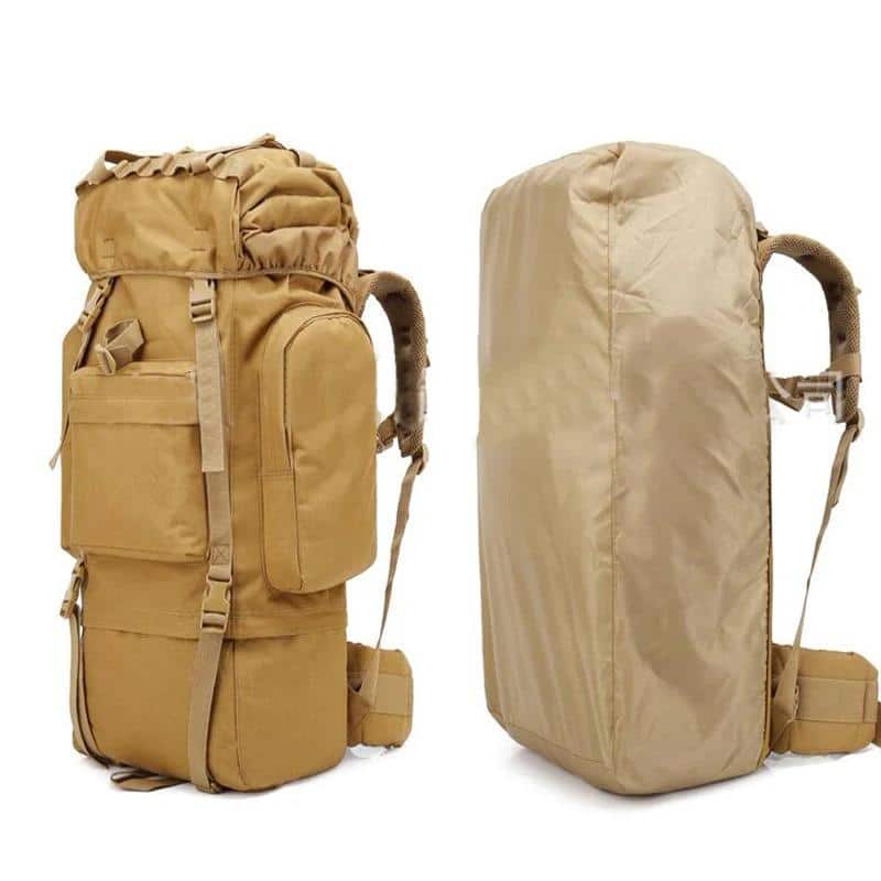 70L Large Backpack Outdoor Waterproof Sports Bag- Brown