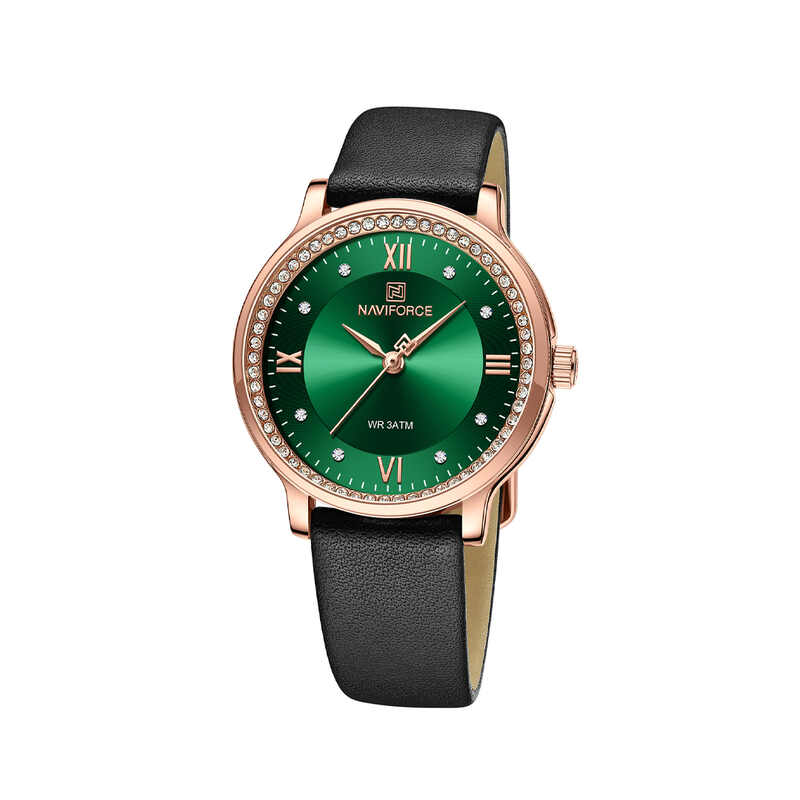 Naviforce NF5052 women’s quartz wristwatch with stainless steel strap and sleek round dial