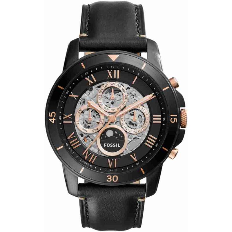 Fossil Mens Watch ME3138 Grant Sport Automatic Black Leather