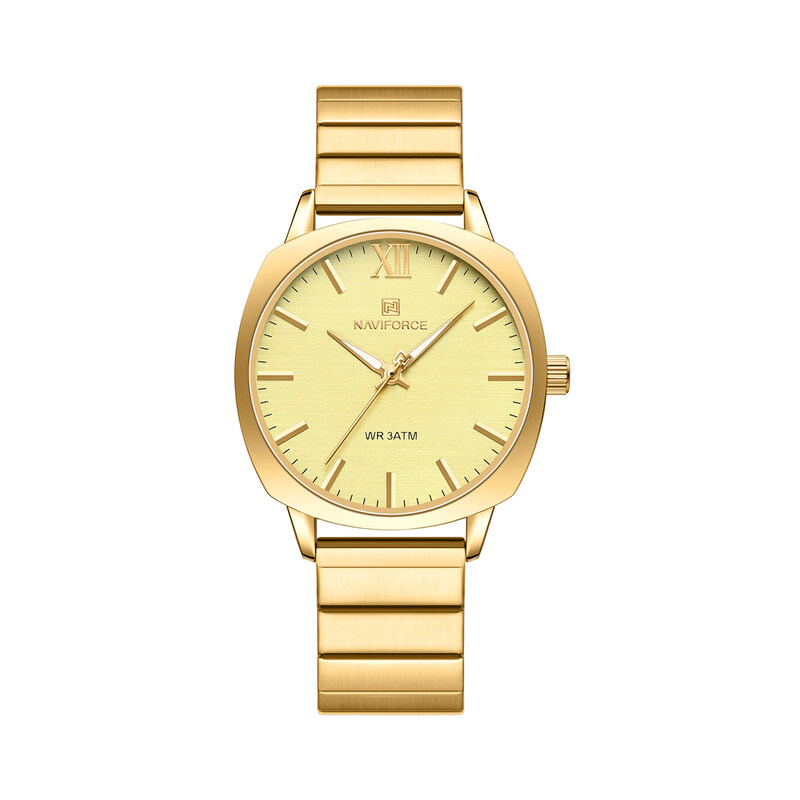 Elegant golden Naviforce NF5044 women's stainless steel wristwatch
